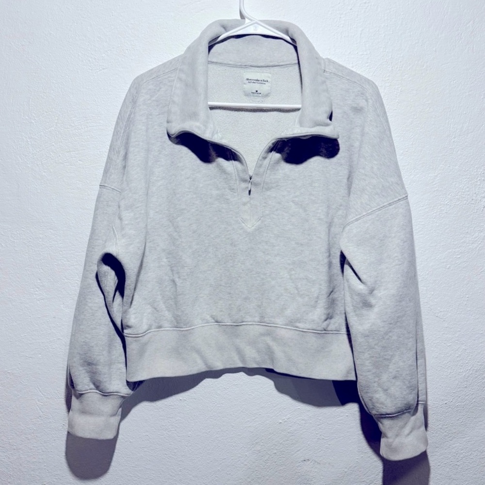 Abercrombie & Fitch Gray Quarter-Zip Sweatshirt